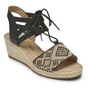 Rockport Marah Espadrille Wedge Lace-Up Sandals Size 6 Medium EUC